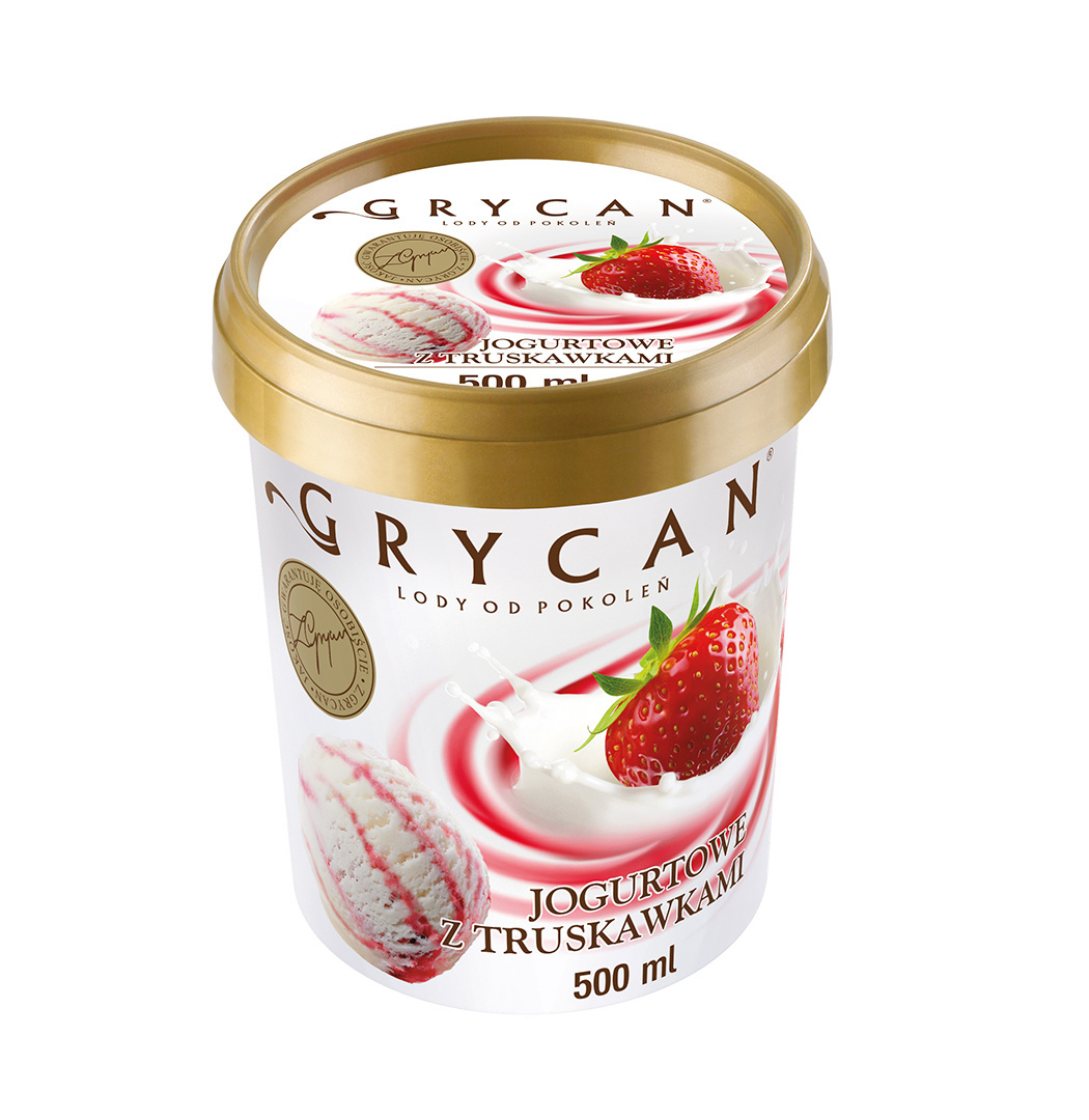 Lody GRYCAN Jogurtowe z truskawkami 500ml Lody GRYCAN Jogurtowe z truskawkami 500ml