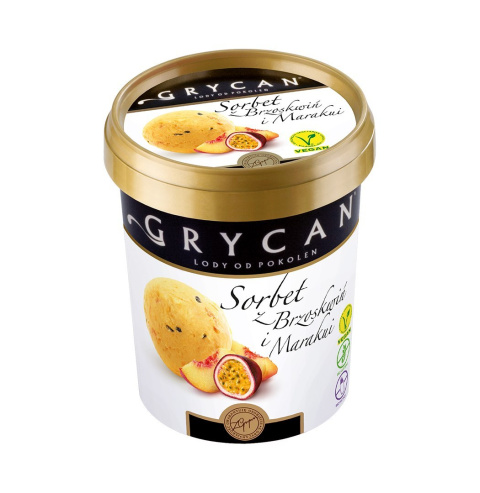 Lody GRYCAN Sorbet z brzoskwiń i marakui 500ml Lody GRYCAN Sorbet z brzoskwiń i marakui 500ml