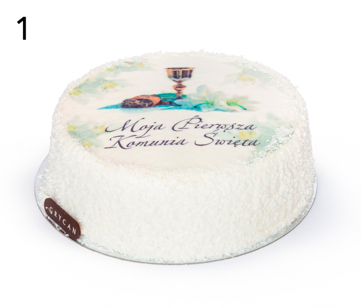 Tort z opłatkiem komunijnym śmietanowy z truskawkami 2kg Tort z opłatkiem komunijnym śmietanowy z truskawkami 2kg