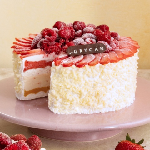 Tort lodowo-bezowy truskawka i mango w białej czekoladzie mały (6-8 porcji) WARSZAWA