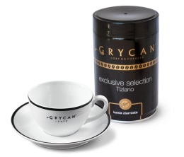 Zestaw prezentowy - filiżanka firmowa i kawa ziarnista w puszce WARSZAWA